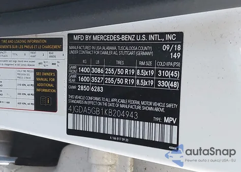 2019 Mercedes-Benz Gle 400 4Matic from USA, damaged, VIN 4JGDA5GB1KB204943